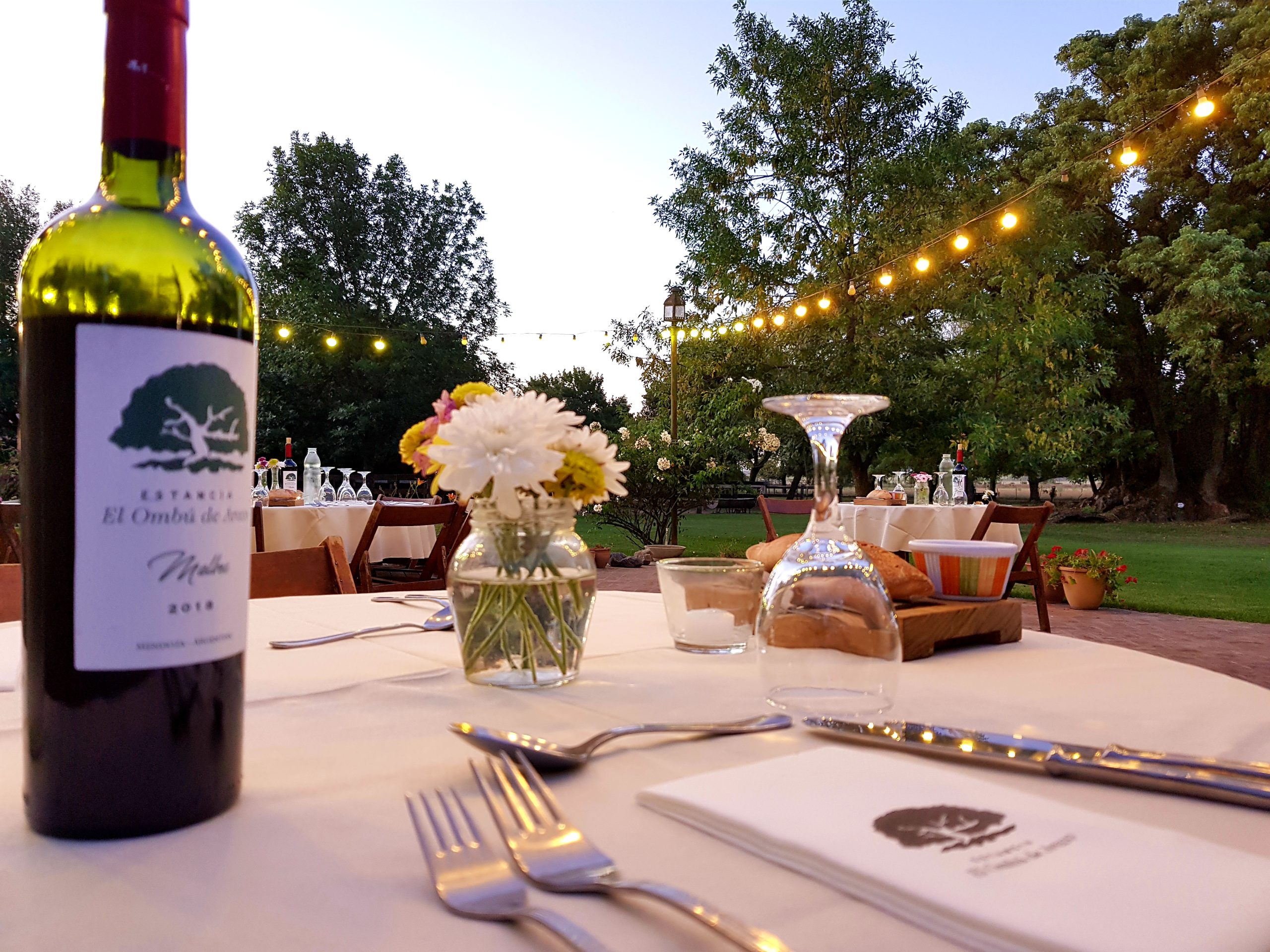 Table at the Estancia served with wine